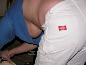Dawn demonstrating the view one sees during an upblouse.