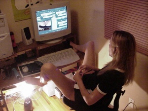 Masturbating in front of webcam