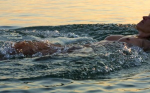 Kristin soaking in the shallow waters