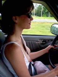 Another typical female driver cooling off her nipples
