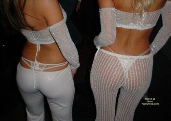 See her ass and panties through her pants