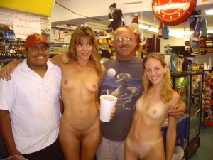 With Sweet Baby and two friends at a convenience store