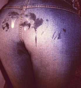 Someone creamed the back of her jeans during a party